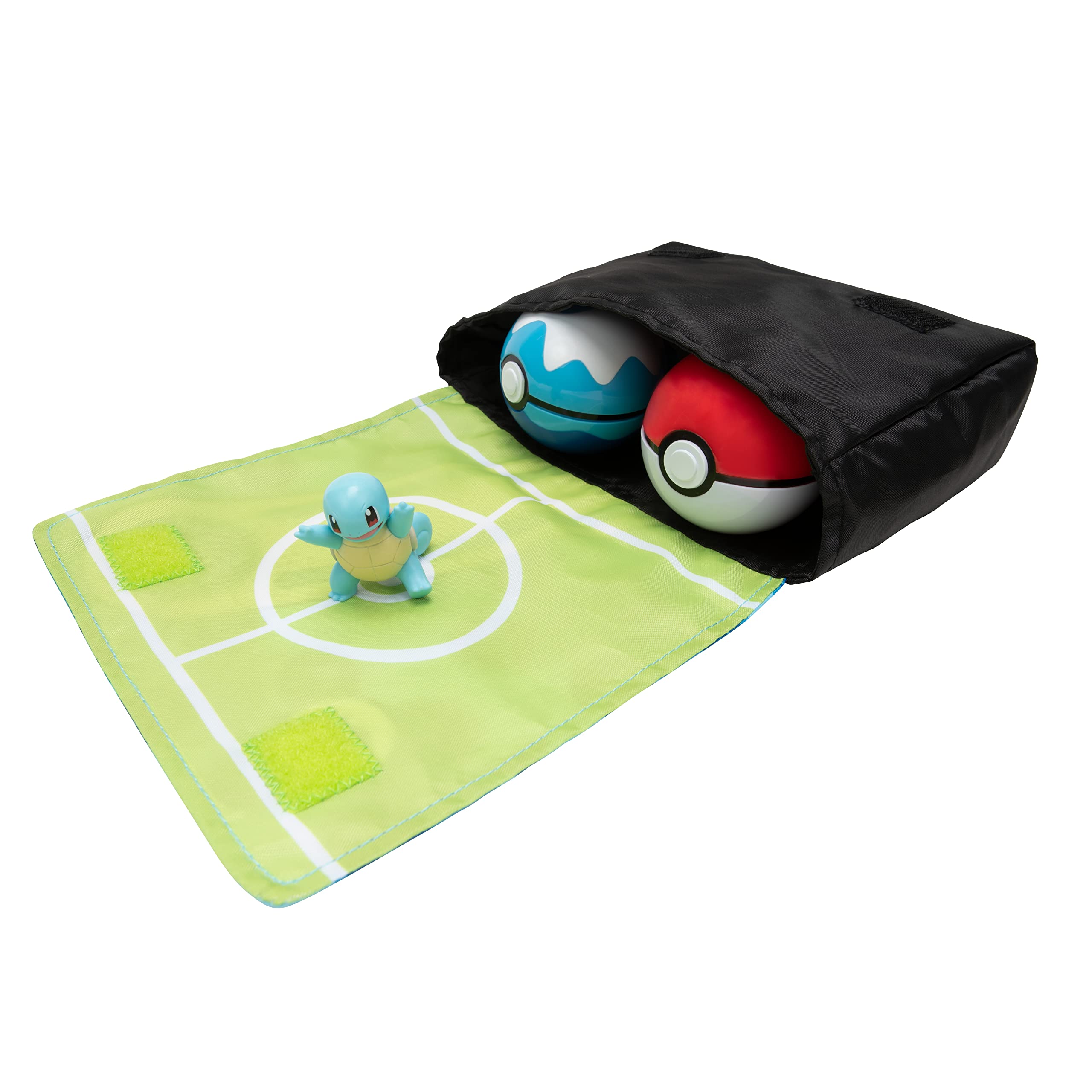 Pokémon PKW2714 Clip 'N' GO Bandolier Set-Includes 2-Inch Squirtle Battle Figure with Premier Dive Ball Accessories, Multi