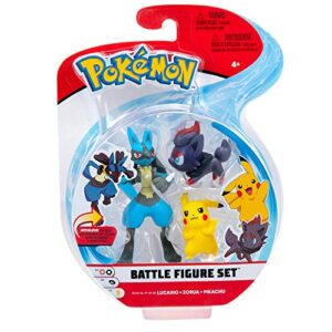 Pokemon Battle Figure Multipack Set - Features 2-Inch Pikachu and Zorua Figures Plus 3-inch Lucario Figure - Perfect for any Trainer