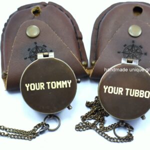 Handmade unique gift Your Tommy Your Tubbo Dual Compass Gift Set | 2 Brass Compasses Engraved with Special Quote | Great Gamer Gift - MCYT, Dream SMP, TommyInnit Fanart brown