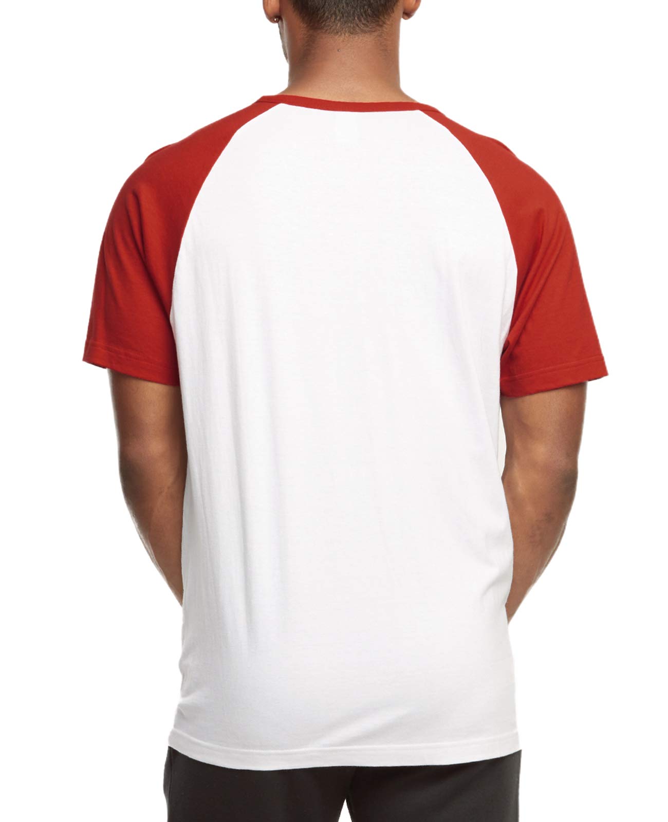 Men's Premium Two Tone Short Sleeve Baseball Tee Shirt (XL, Red/White)