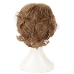 Men's Wig Short Brown Natural Wave Fluffy Halloween Heat Resistant Synthetic Cosplay Costume Wigs