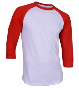 dream usa men's casual 3/4 sleeve baseball tshirt raglan jersey shirt white/red medium