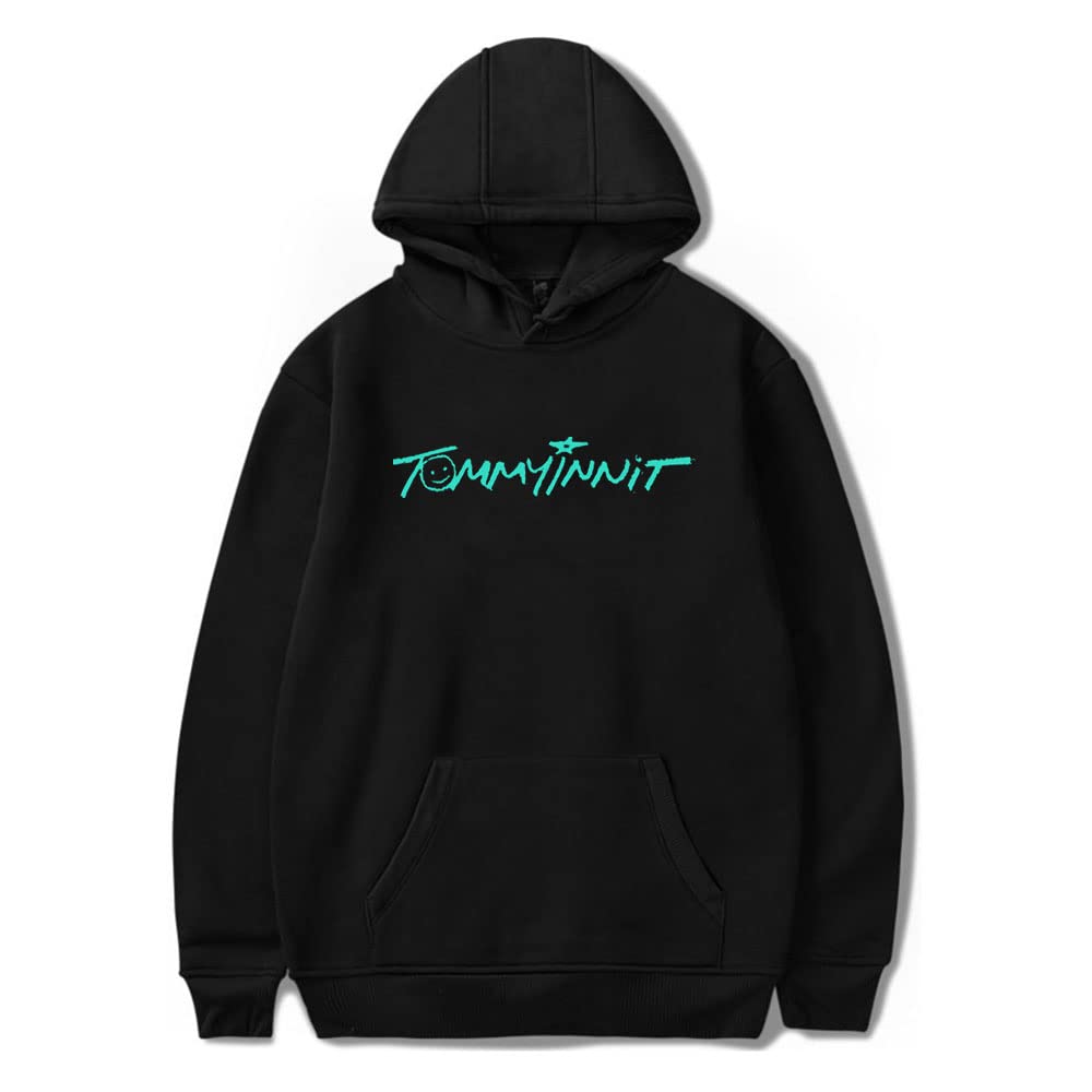 PAJOMLAG TommyInnit Signature Black Fashion Hoodie Men/Women Hip hop Hoodie Sweatshirt Autumn Male/Ladies (Black,Medium)