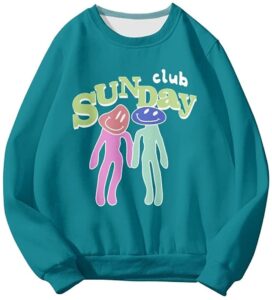 yuyeadz tommyinnit merch sunday club women men crewneck sweatshirts long sleeve fashion pullover clothes (green,xxl)