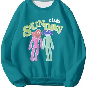 YUYEADZ TommyInnit Merch Sunday Club Women Men Crewneck Sweatshirts Long Sleeve Fashion Pullover Clothes (Green,XXL)