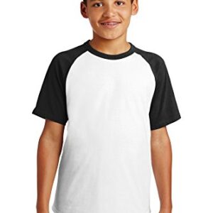 SPORT-TEK Youth Short Sleeve Colorblock Raglan Jersey F20 White/Black