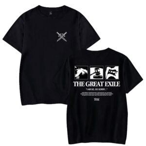 wylinger tommyinnit merch the great exile t-shirt women men o-neck short sleeve casual tee streetwear (black,s)