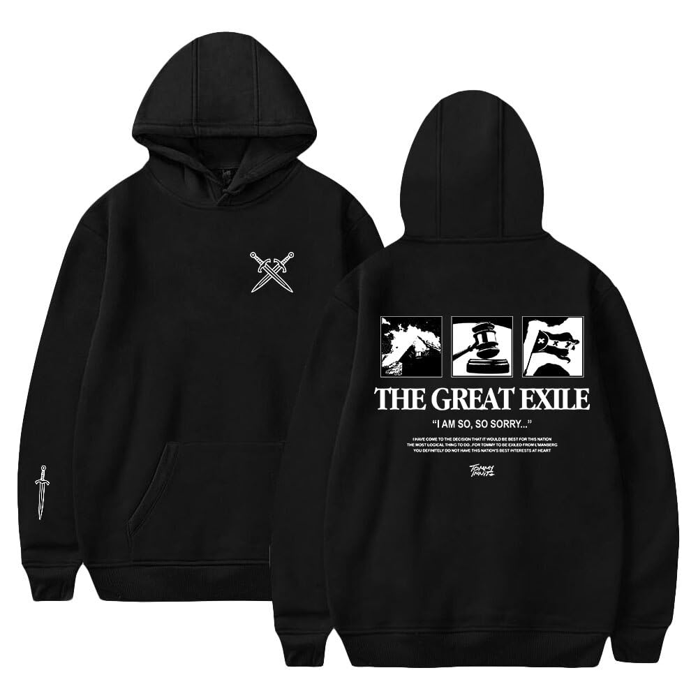 MARLLEGEBEE Tommyinnit The Great Exile Hoodie Long Sleeve Sweatshirt Men Women's Clothes (Black-WP13072,L)