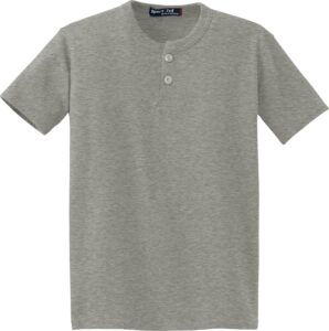 sport-tek youth short sleeve 2-button henley t-shirt yt210 heathered grey l