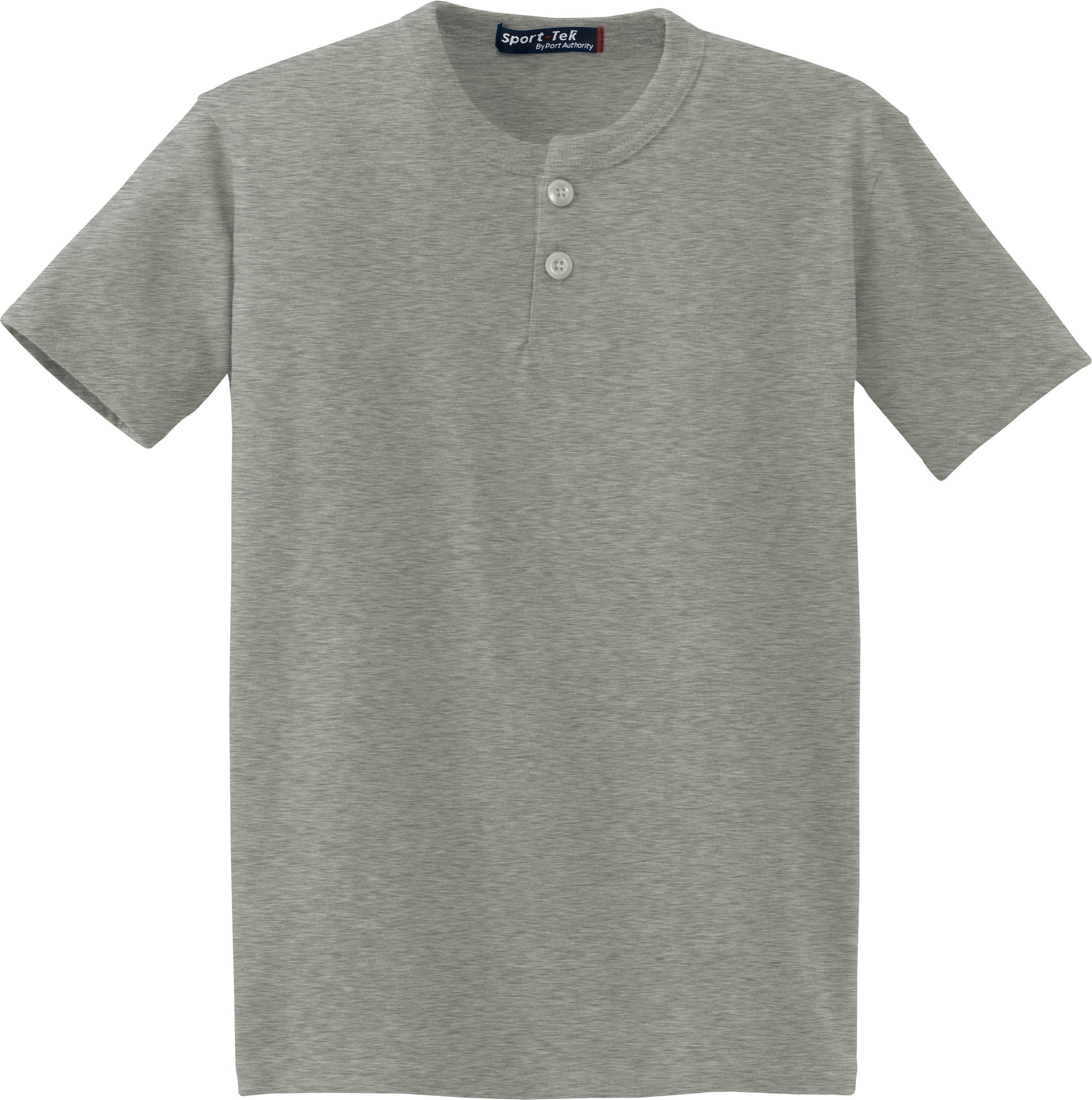 Sport-Tek Youth Short Sleeve 2-Button Henley T-Shirt YT210 Heathered Grey L