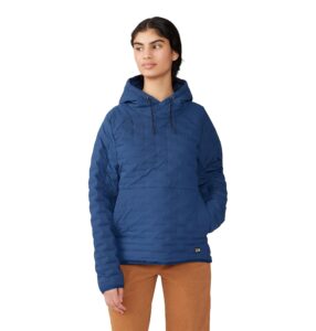 mountain hardwear women's stretchdown light pullover hoody, outer dark, small