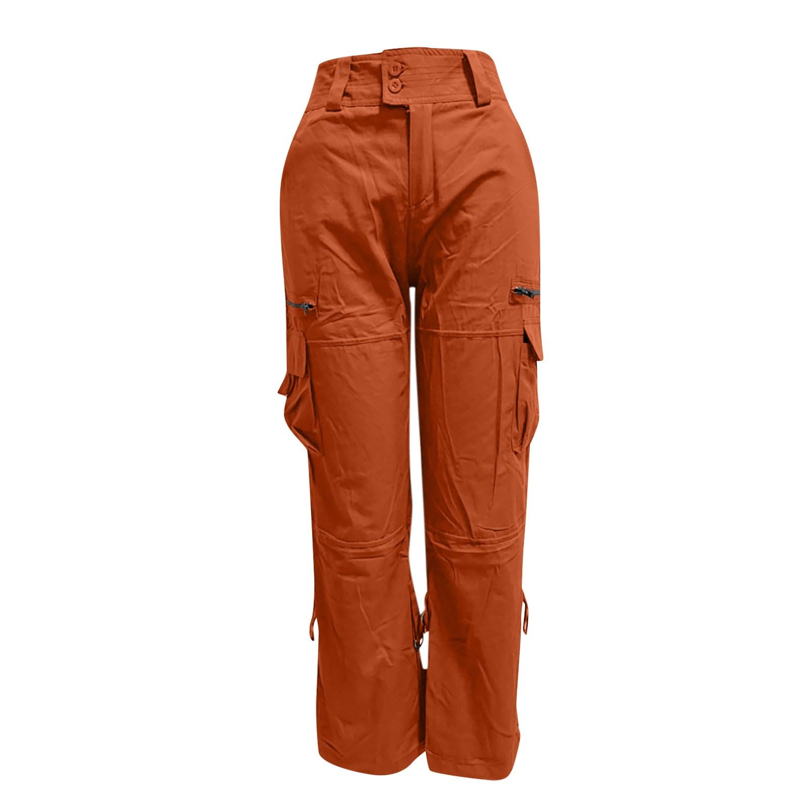 Cargo Pants Women High Waist, Pants with Pockets Outdoor Casual Military Trousers Work Pants Low Waist Relaxed Jogger Pants Tommyinnit Cosplay Waisted Women's Pants Casual (L, Orange)