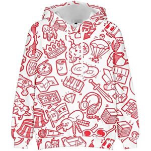 TommyInnit Stylistic Colorblock Hoodies Merch MCYT Sweatshirt Men/Women Cosplay Christmas Hooded (Red,L)