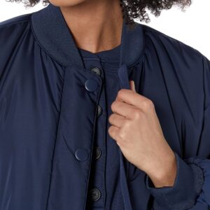 Amazon Essentials Women's Relaxed-Fit Recycled Polyester Padded Cropped Bomber Jacket (Available in Plus Size) (Previously Amazon Aware), Navy, Small