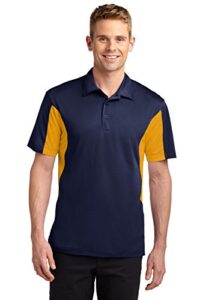 sport-tek - side blocked micropique sport-wick polo. - true navy/gold - l