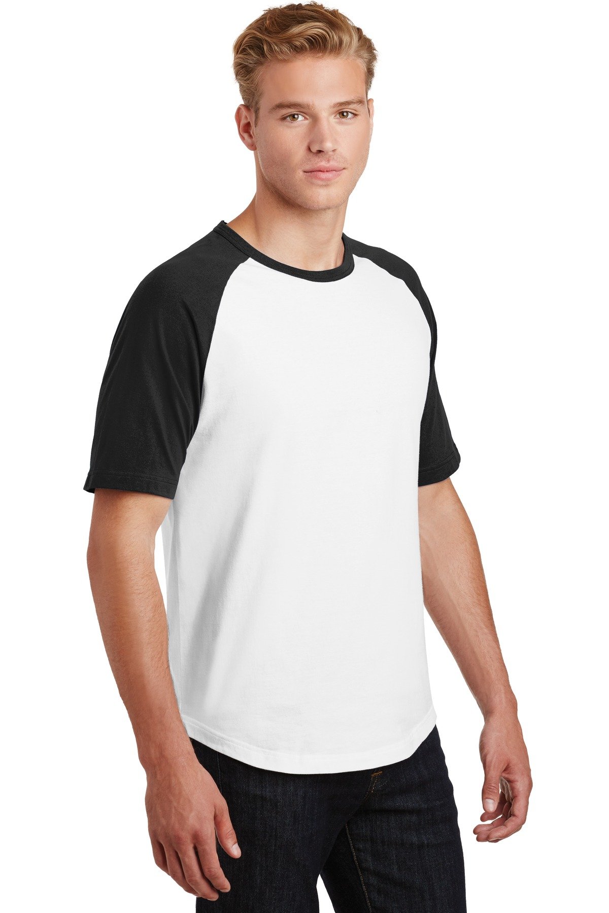 SPORT-TEK Short Sleeve Colorblock Raglan Jersey F20 White/Black