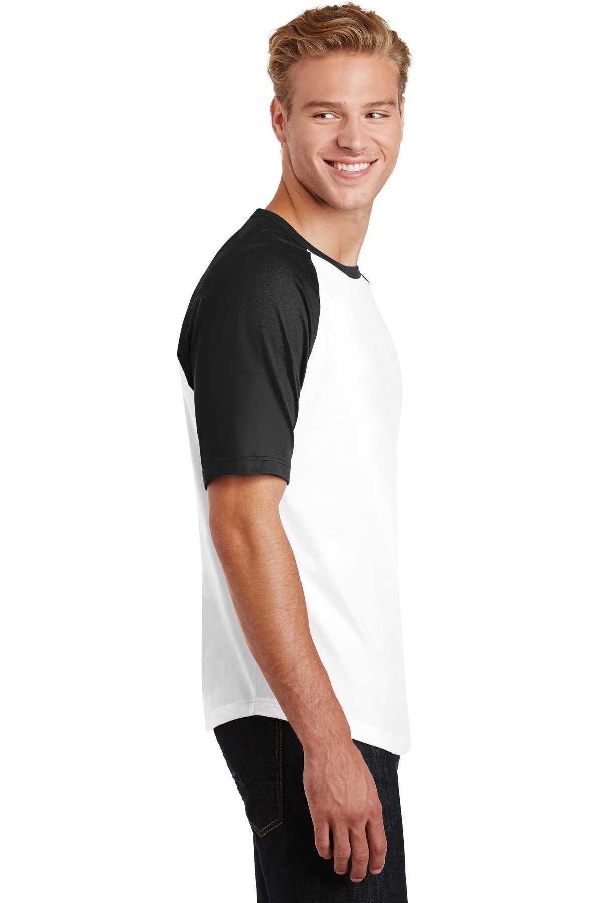 SPORT-TEK Short Sleeve Colorblock Raglan Jersey F20 White/Black