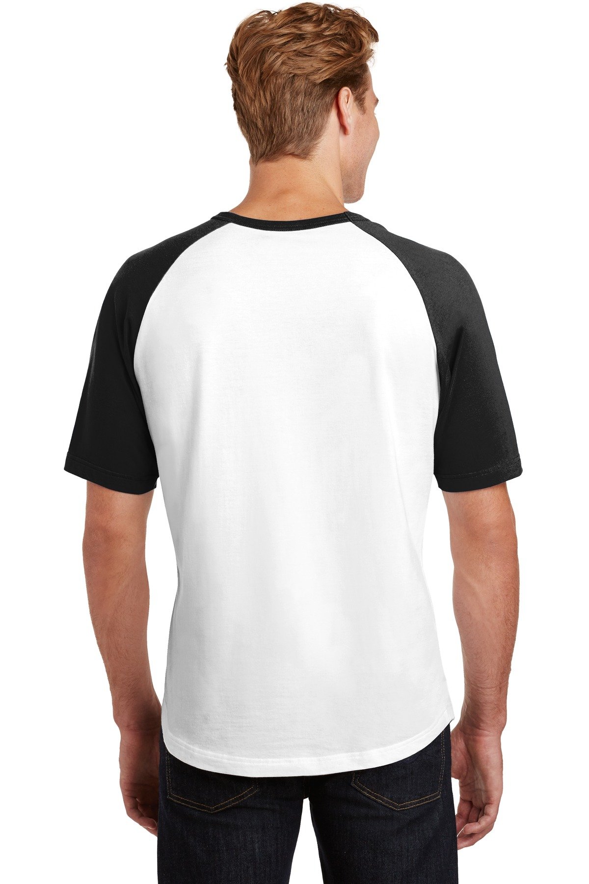 SPORT-TEK Short Sleeve Colorblock Raglan Jersey F20 White/Black