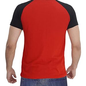 Decrum DISC Black and Red Raglan Shirt Soft Cotton Jersey - Short Sleeve Baseball Shirts for Men [40011022] | Red&Blk SHS, S