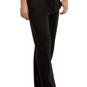 Men's Knitted PJ Cotton Pajama Pants (M, Black)