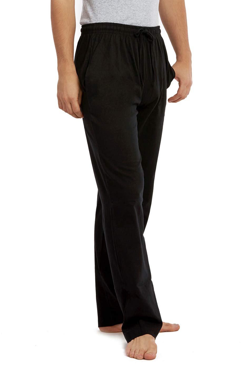 Men's Knitted PJ Cotton Pajama Pants (M, Black)