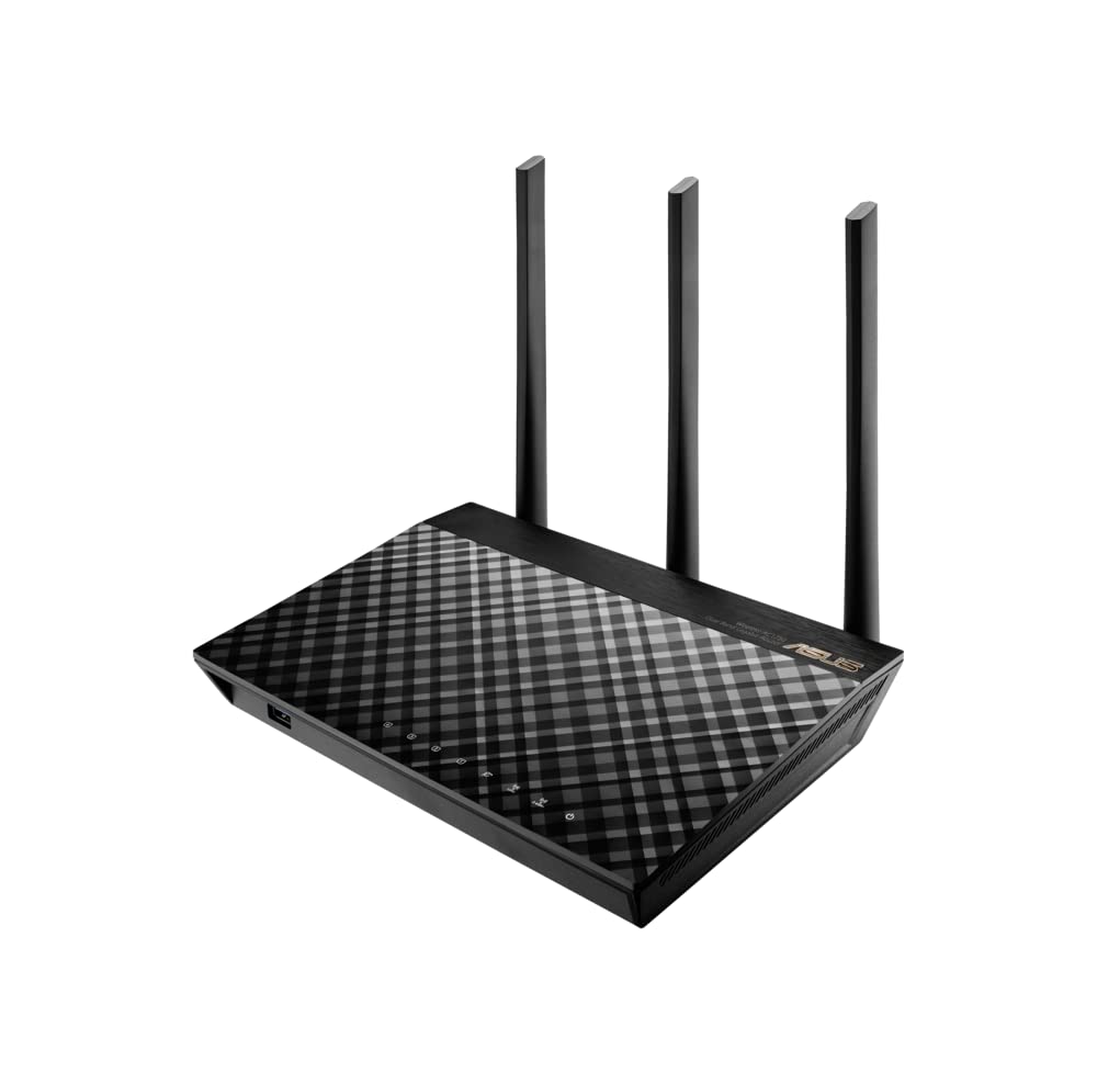 ASUS Dual-band 3x3 AC1750 Wifi 4-port Gigabit Router with speeds up to 1750Mbps & AiRadar to strengthens Wireless Connections via High-powered Amplification Beam-forming - 2x USB 2.0 Ports (RT-AC66U)