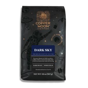 copper moon dark roast whole bean coffee, dark sky blend, 2 lb