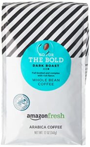 amazonfresh dark roast whole bean coffee, 12 ounce