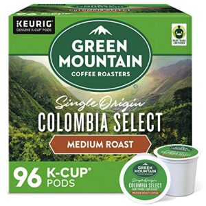 green mountain coffee roasters colombia select coffee, keurig single-serve k-cup pods, medium roast coffee, 96 count (4 packs of 24)