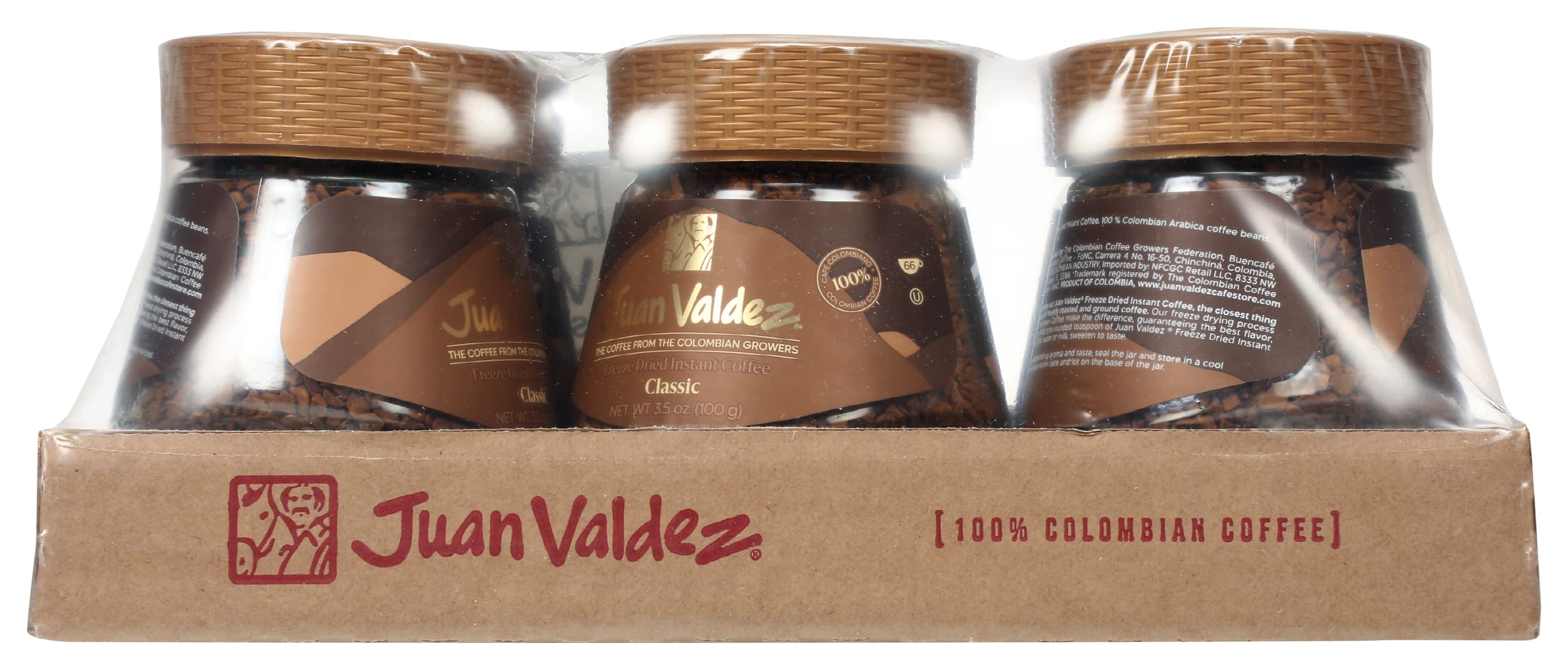 Juan Valdez Freeze Dried Instant Colombian Coffee, 3.5 oz Jar, Advanced Freeze-Drying Technique to Preserve Flavor and Aroma, 100% Colombian Coffee, Kosher, Pack of 1