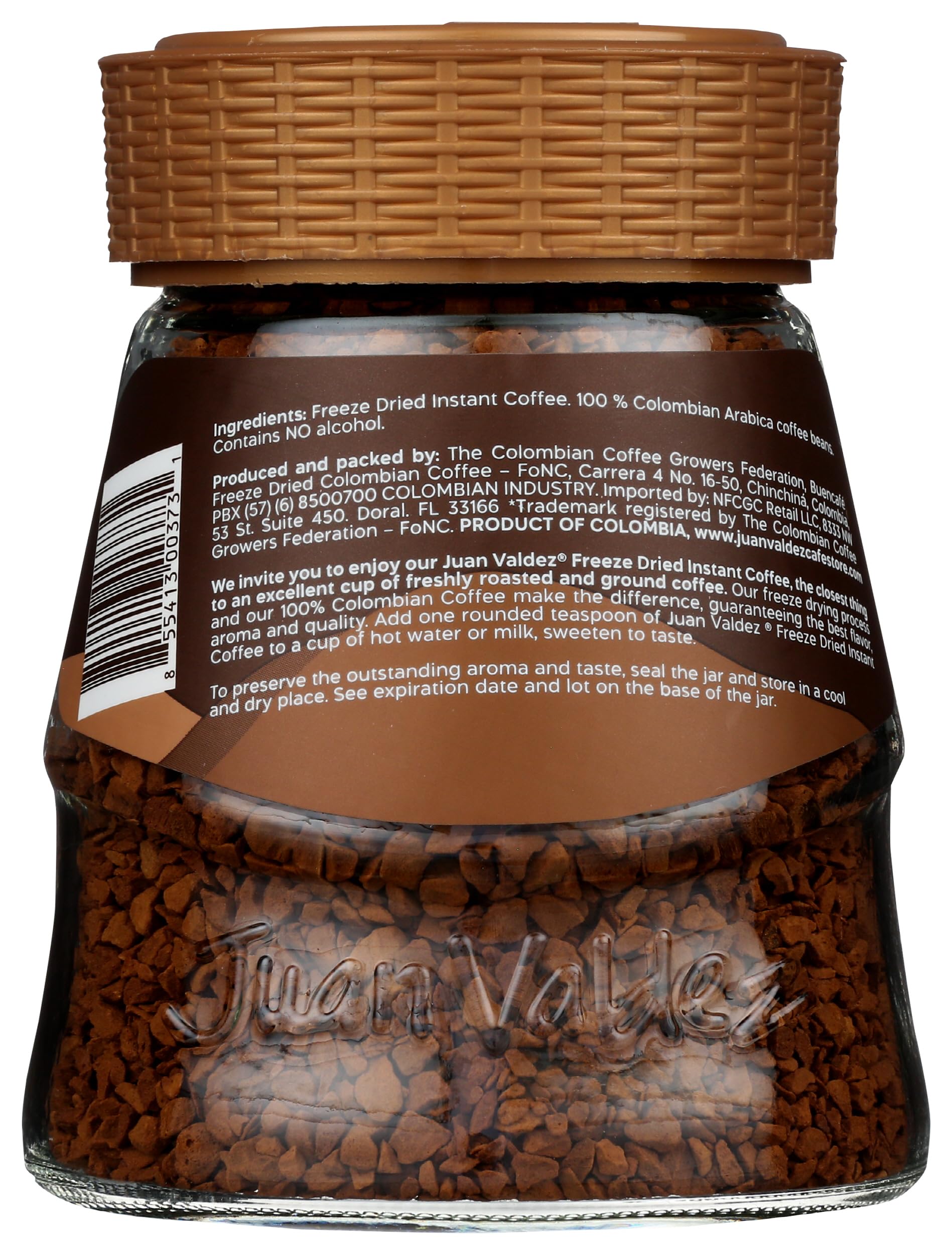 Juan Valdez Freeze Dried Instant Colombian Coffee, 3.5 oz Jar, Advanced Freeze-Drying Technique to Preserve Flavor and Aroma, 100% Colombian Coffee, Kosher, Pack of 1