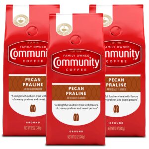 Community Coffee Pecan Praline Flavored Ground Coffee, 36 Ounce (12 Ounce Bags, Pack of 3)