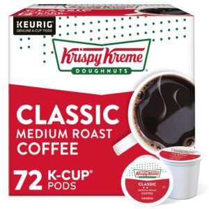 krispy kreme classic, single-serve keurig k-cup pods, medium roast coffee, 12 count (pack of 6)