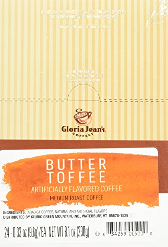 Gloria Jean's Coffees Butter Toffee for Keurig Brewers 24 K-Cups (Pack of 2) - 48 K-Cups Total