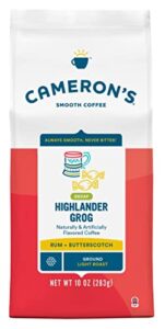 cameron's coffee roasted ground coffee bag, flavored, decaf highlander grog, 10 ounce