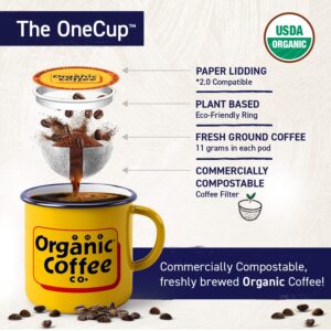 The Organic Coffee Co. Compostable Coffee Pods - Breakfast Blend (36 Ct) K Cup Compatible including Keurig 2.0, Medium Roast, USDA Organic