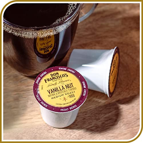 Don Francisco's Vanilla Nut Flavored Medium Roast Coffee Pods - 24 Count - Recyclable Single-Serve Coffee Pods, Compatible with your K- Cup Keurig Coffee Maker