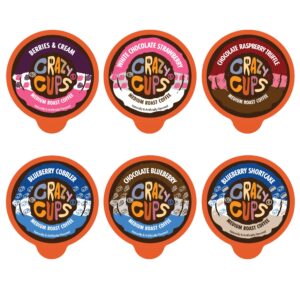 crazy cups blueberry coffee pods variety pack, magic berries flavored hot or iced coffee pods, single serve recyclable pods compatible with keurig k cup brewers, 24 count