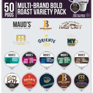 Dark Roast Coffee Variety Pack, 50ct. Solar Energy Produced Recyclable Single Serve Dark Roast Coffee Pods Variety Pack - 100% Arabica Coffee California Roasted, KCup Compatible