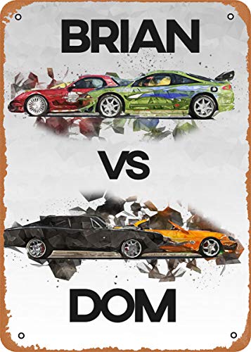 Vintage Metal Sign - Iconic Movie Cars The Fast and The Furious I - 8 x 12 Tin Sign