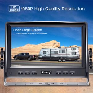 Yakry RV Backup Camera Plug and Play - No Delays 7 Inch HD 1080P Rear View Camera with IR Night Vision 2 Channels - Waterproof Reverse Camera for Truck Trailer Camper Tractor Y14