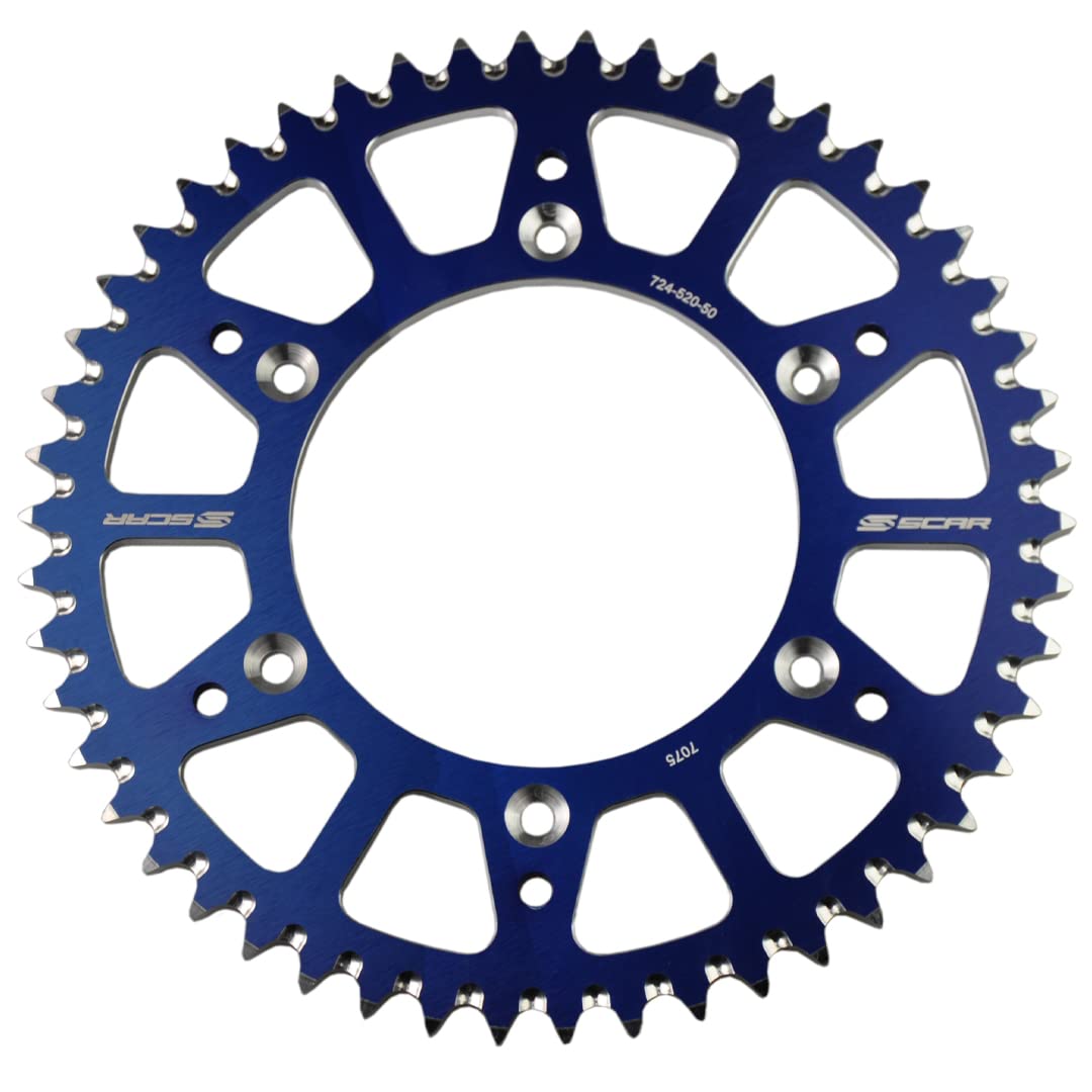 SCAR Aluminum alloy Rear Sprocket Compatible with YAMAHA YZ YZX YZF WRF YZFX 125 250 450 99-24, Blue - 49 tooth