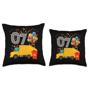 Garbage Truck Dumpsters Bin Birthday Pun Happy O7 Birthday Rear Loader Garbage Truck Throw Pillow, 16x16, Multicolor