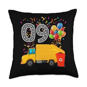 garbage truck dumpsters bin birthday pun happy o9 birthday rear loader garbage truck throw pillow, 18x18, multicolor