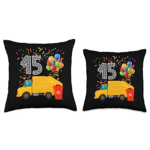 Garbage Truck Dumpsters Bin Birthday Pun Happy 15 Birthday Rear Loader Garbage Truck Throw Pillow, 16x16, Multicolor