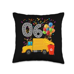 Garbage Truck Dumpsters Bin Birthday Pun Happy O6 Birthday Rear Loader Garbage Truck Throw Pillow, 16x16, Multicolor