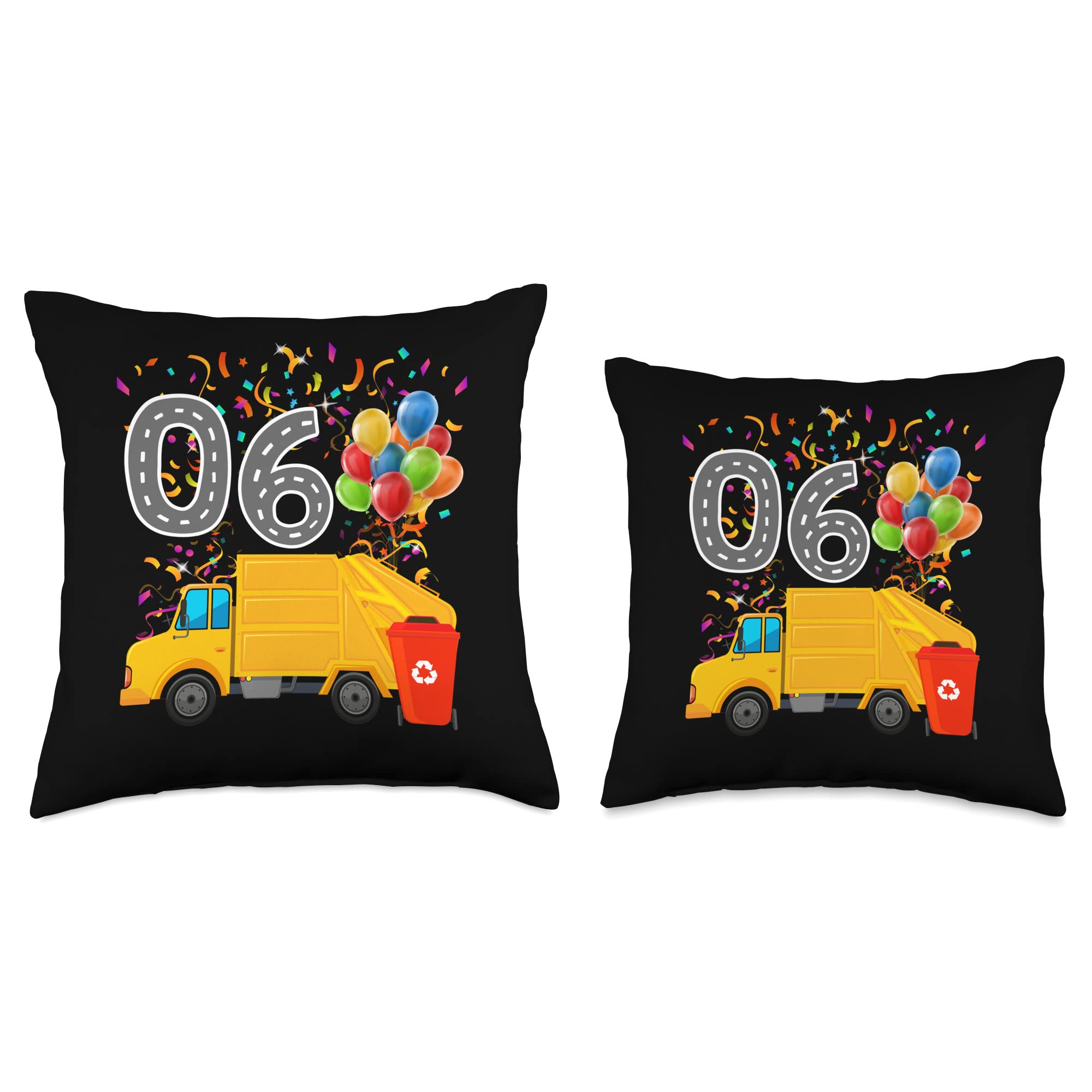 Garbage Truck Dumpsters Bin Birthday Pun Happy O6 Birthday Rear Loader Garbage Truck Throw Pillow, 16x16, Multicolor