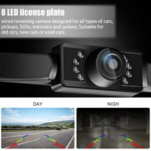 BESULEN Car License Plate Reverse Backup Camera, 8 LED Waterproof Back Up Camera, 720P Clear Night Vision Car Rear View Camera, Car Accessories Universal Reverse Rearview Cam for Vehicle SUV Pickup