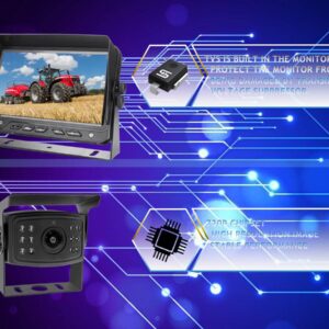 Rear View Backup Camera System Reversing Kit AHD 720P Wired 7" LCD Monitor,Night Vision,IP69K Waterproof Camera for Tractor/Motorhome/Bulldozer/Camper/Van/Heavy Equipment/Forklift/Skid Loader