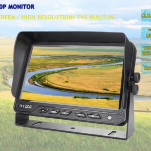 Rear View Backup Camera System Reversing Kit AHD 720P Wired 7" LCD Monitor,Night Vision,IP69K Waterproof Camera for Tractor/Motorhome/Bulldozer/Camper/Van/Heavy Equipment/Forklift/Skid Loader